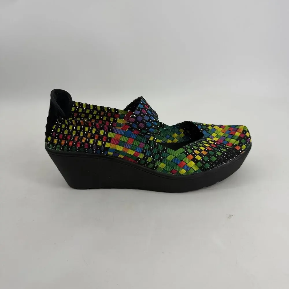 Steven By Steve Madden Brice Shoes Womens 8 Multicolor Woven Mary Jane Wedge